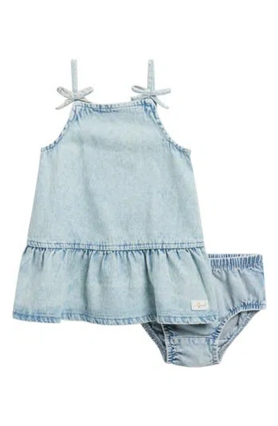 7 For All Mankind Babies'  Ruffle Hem Denim Dress In Blue