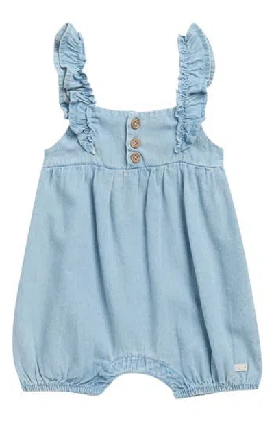 7 For All Mankind Babies'  Ruffle Tank Bubble Romper In Blue