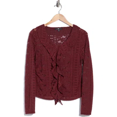 7 For All Mankind Ruffle V-neck Sweater In Purple