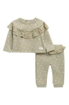 7 For All Mankind Ruffle Yoke 2-piece Joggers Set In Green