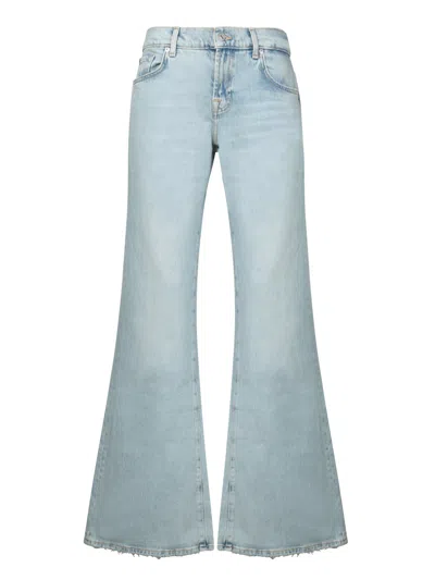 7 For All Mankind Sahara Spencer Flare Light Blue Jeans In Grey