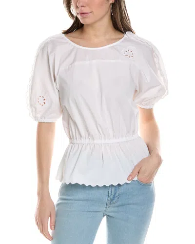 7 For All Mankind Scallop Trim Blouse In White