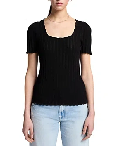 7 For All Mankind Scalloped Edge Top In Black