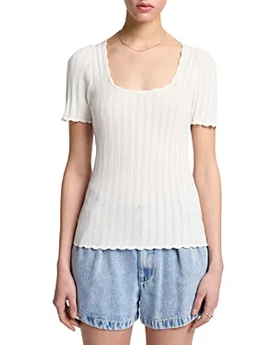 7 For All Mankind Scalloped Edge Top In White