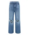 7 For All Mankind Wide Leg Cotton Jeans In Blue