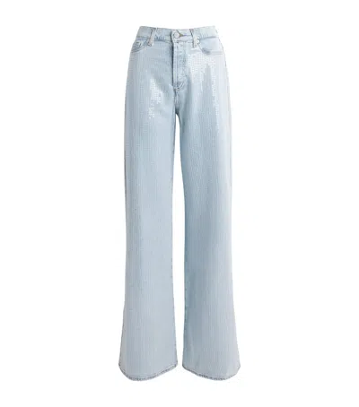 7 For All Mankind Sequinned Lotta Wide-leg Jeans In Blue