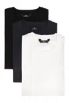 7 For All Mankind Set Of Three Cotton T-shirts In Multi