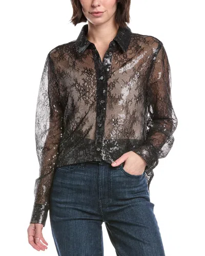 7 For All Mankind Sheer Lace Shirt In Black