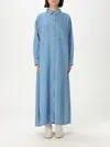 7 For All Mankind Long Denim Shirt Dress In Blau