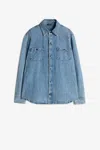 7 For All Mankind Light Blue Cotton Shirt With Classic Collar In Blue