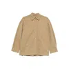 7 For All Mankind Pleated-back Cotton Shirt In Brown