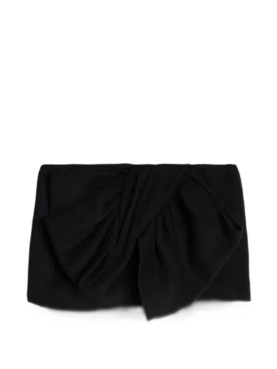 7 For All Mankind Short Bow-detailed Mini Skirt In Black