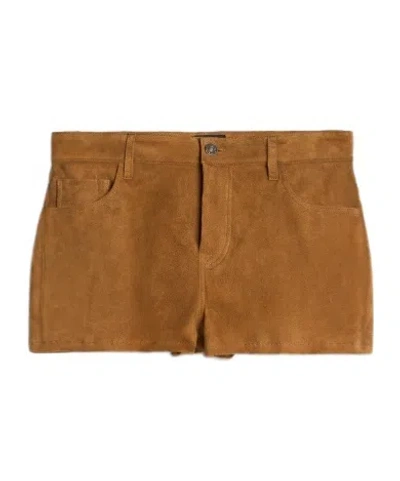 7 For All Mankind Short In Suede In Brown
