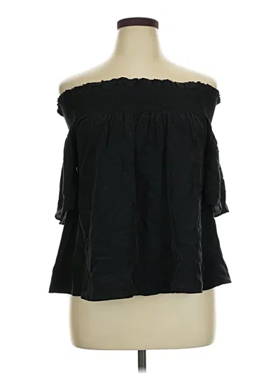 Pre-owned 7 For All Mankind Short Sleeve Blouse In Black