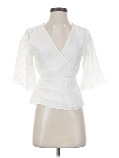 Pre-owned 7 For All Mankind Short Sleeve Blouse In White