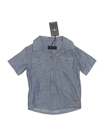 Pre-owned 7 For All Mankind Kids' Short Sleeve Button Down Shirt In Blue