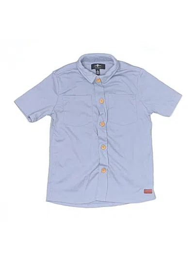 Pre-owned 7 For All Mankind Kids' Short Sleeve Button Down Shirt In Blue