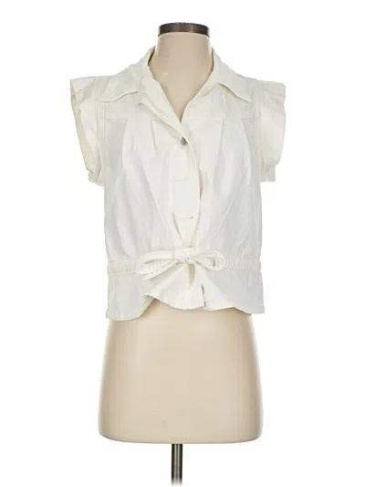 Pre-owned 7 For All Mankind Short Sleeve Button Down Shirt In Ivory