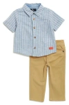 7 For All Mankind Babies'  Short Sleeve Button-up Shirt & Jeans Set In Chambray