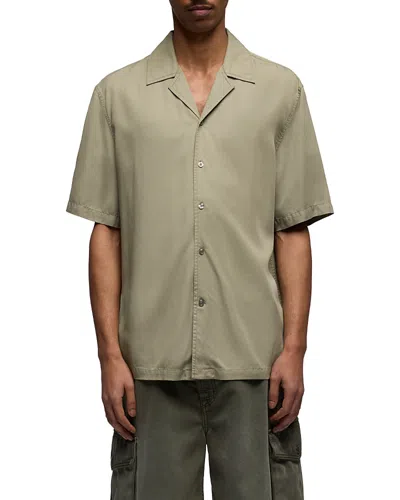 7 For All Mankind Notched-collar Short-sleeve Shirt In Gray