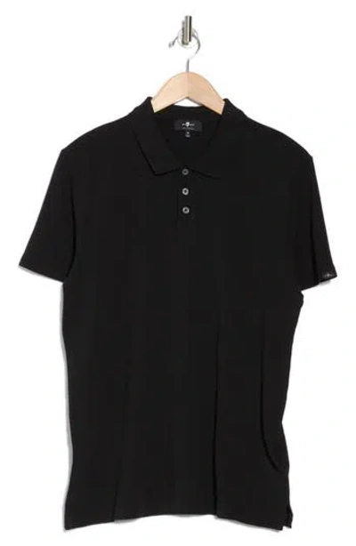 7 For All Mankind Short Sleeve Cotton Piquè Polo In Black