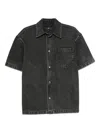 7 For All Mankind Ens Oversized Camp Denim Shirt Cavier In Black