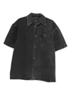 7 For All Mankind Short-sleeve Denim Shirt In Gray