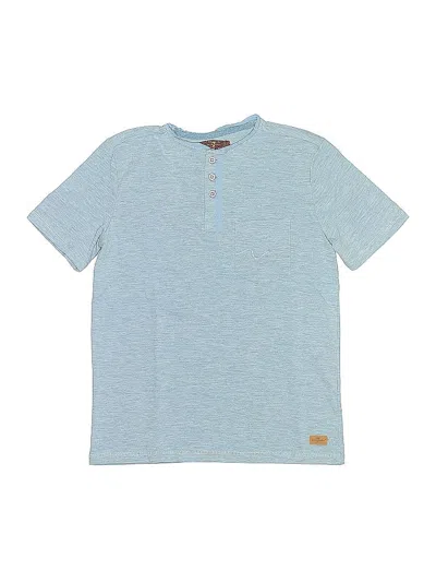 Pre-owned 7 For All Mankind Kids' Short Sleeve Henley Shirt In Blue