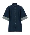7 For All Mankind Short-sleeve Nina Denim Overshirt In Blue