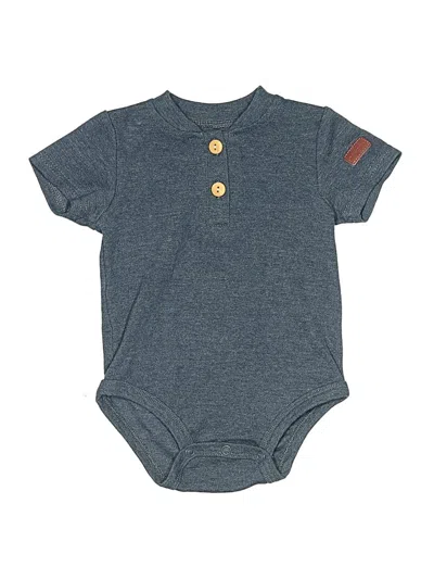 Pre-owned 7 For All Mankind Babies' Short Sleeve Onesie In Blue