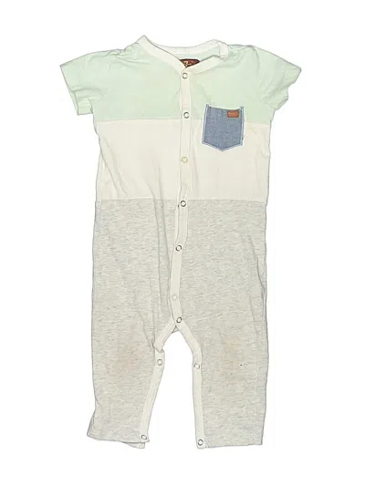Pre-owned 7 For All Mankind Babies' Short Sleeve Onesie In Green
