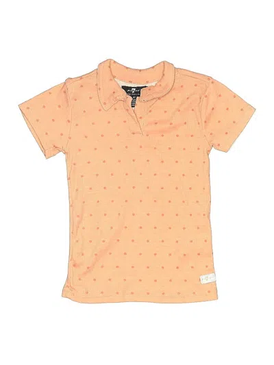 Pre-owned 7 For All Mankind Kids' Short Sleeve Polo Shirt In Orange