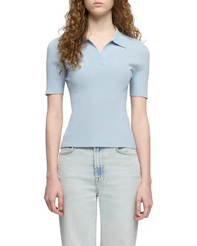 7 For All Mankind Short Sleeve Ribbed Polo In White