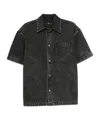 7 For All Mankind Ens Oversized Camp Denim Shirt Cavier In Black
