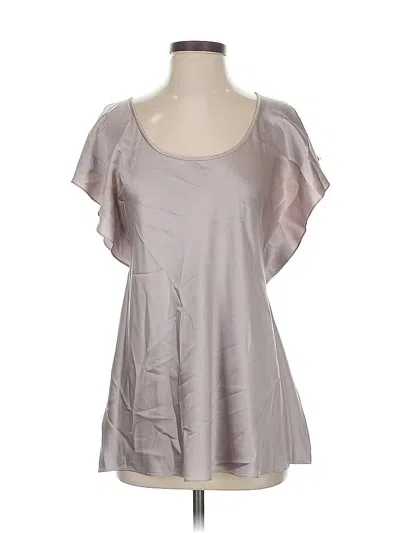Pre-owned 7 For All Mankind Short Sleeve Silk Top Gray Scoop Neck Tops
