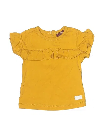 Pre-owned 7 For All Mankind Babies' Short Sleeve T-shirt In Yellow
