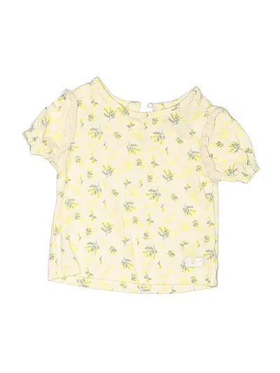 Pre-owned 7 For All Mankind Babies' Short Sleeve T-shirt In Yellow