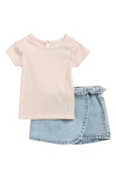 7 For All Mankind Babies'  Short Sleeve Top & Skort Set In White