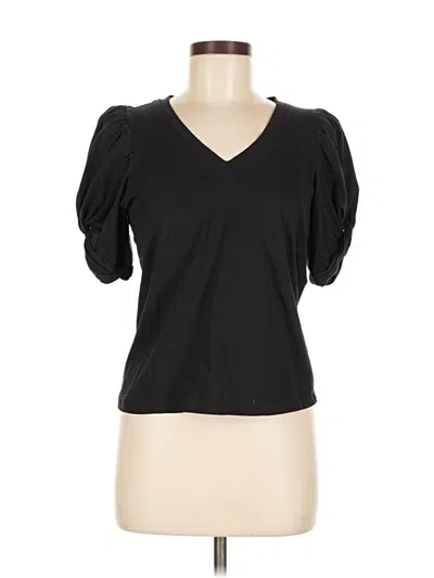 Pre-owned 7 For All Mankind Short Sleeve Top Black Sweetheart Neckline Tops