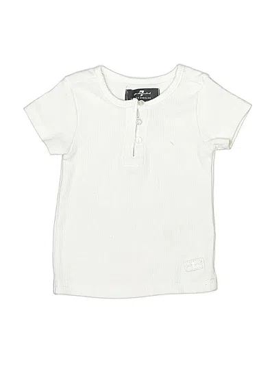 Pre-owned 7 For All Mankind Babies' Short Sleeve Top Ivory Crew Neck Tops