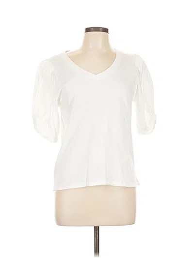 Pre-owned 7 For All Mankind Short Sleeve Top White V Neck Tops