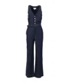 7 For All Mankind Wide Leg Tailored Jumpsuit Dark Rinse With Self Belt In Blue