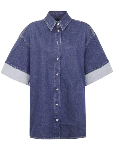 7 For All Mankind Short Sleeves "nina" Overshirt Radar With Wide Cuff