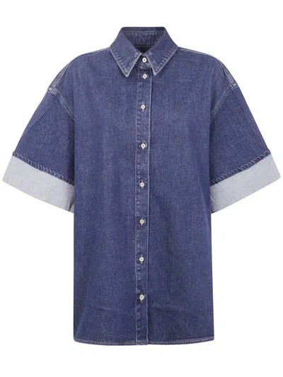 7 For All Mankind Short Sleeves "nina" Overshirt Radar With Wide Cuff Clothing