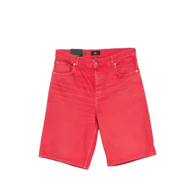7 For All Mankind Buttoned Denim Shorts In Red