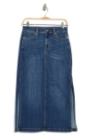 7 For All Mankind Side Slit Denim Midi Skirt In Lapis