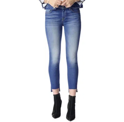 7 For All Mankind Skinny Ankle In Distressed Authentic Light In Blue