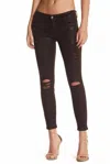 7 For All Mankind Skinny Coated Distressed Jeans In Red In Red