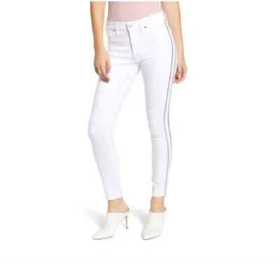 7 For All Mankind Skinny Glitter Side Stripe Jean In White