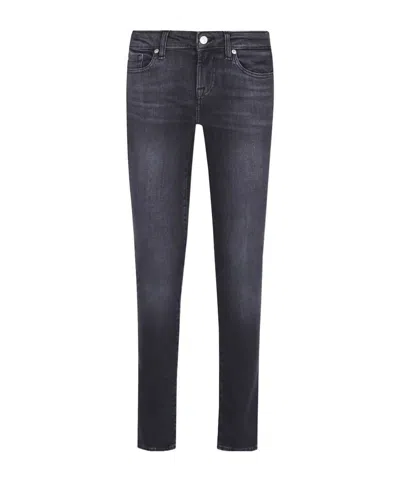 7 For All Mankind Stretch Cotton Denim Low Skinny Jeans With Classic Five-pocket Design In Blue